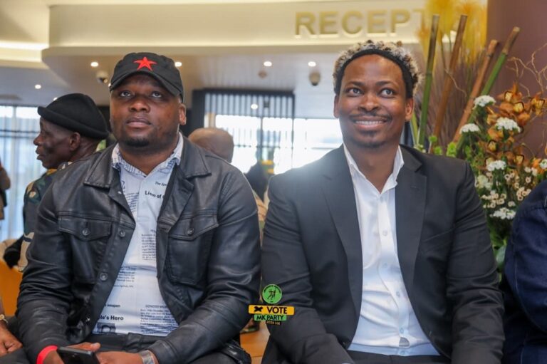 Bongani Baloyi (R) is seen ahead of the announcement of MK Party's mayoral candidates for the local government elections in this image captured on 28 August 2026.