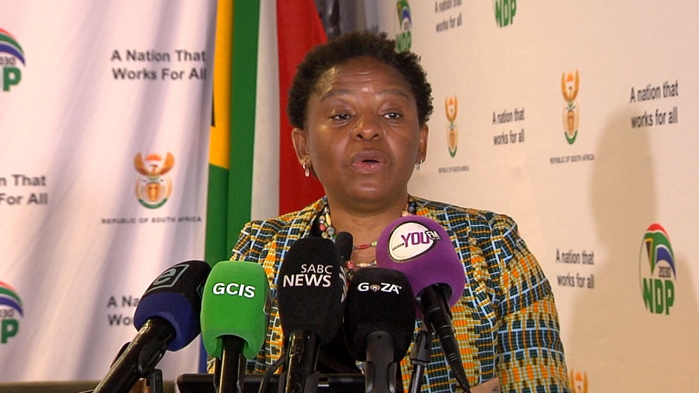 Minister in the Presidency Khumbudzo Ntshavheni briefs the media on 28 August 2026.