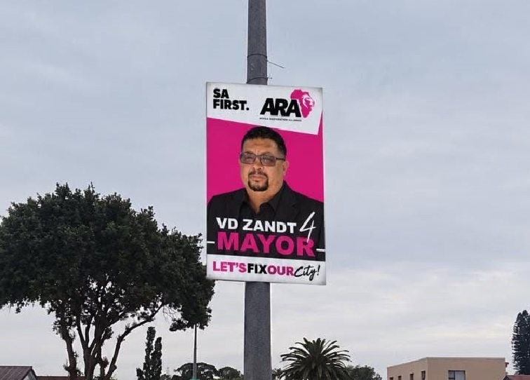 A poster of ARA mayoral candidate for Cape Town Henry van der Zandt.