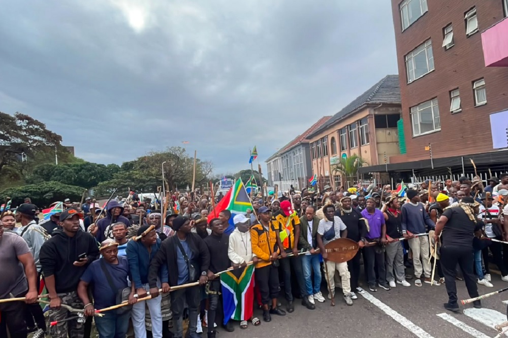 March and March demonstrators gather in Durban for a protest against undocumented migrants.