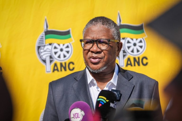 ANC Secretary General Fikile Mbalula briefing the media in Boksburg.