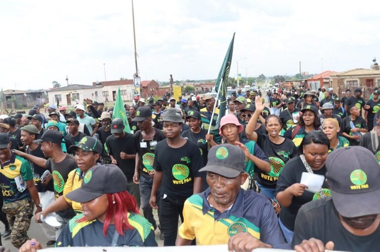 PAC supporters are seen during the party's election campaign in Sharpeville in the Vaal on 10 October 2026.