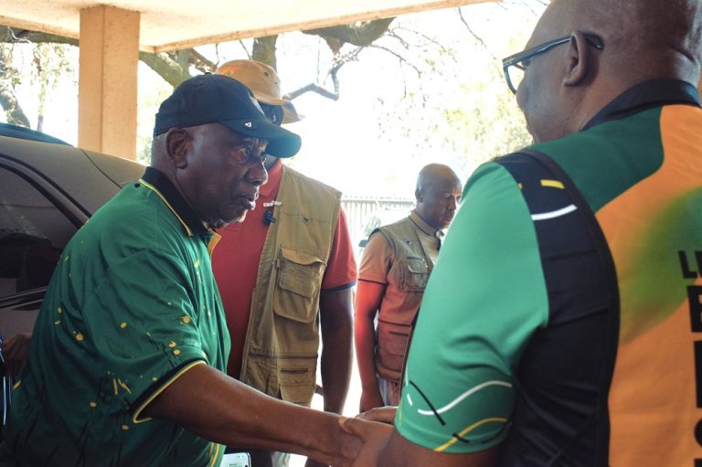 ANC President Cyril Ramaphosa arrives in Mamelodi, east of Preoria ahead of the party's campaign trail in the area on 26 October 2026.