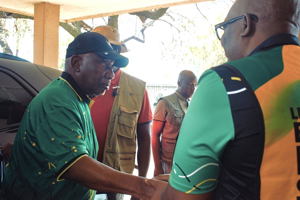 ANC President Cyril Ramaphosa arrives in Mamelodi, east of Preoria ahead of the party's campaign trail in the area on 26 October 2026.