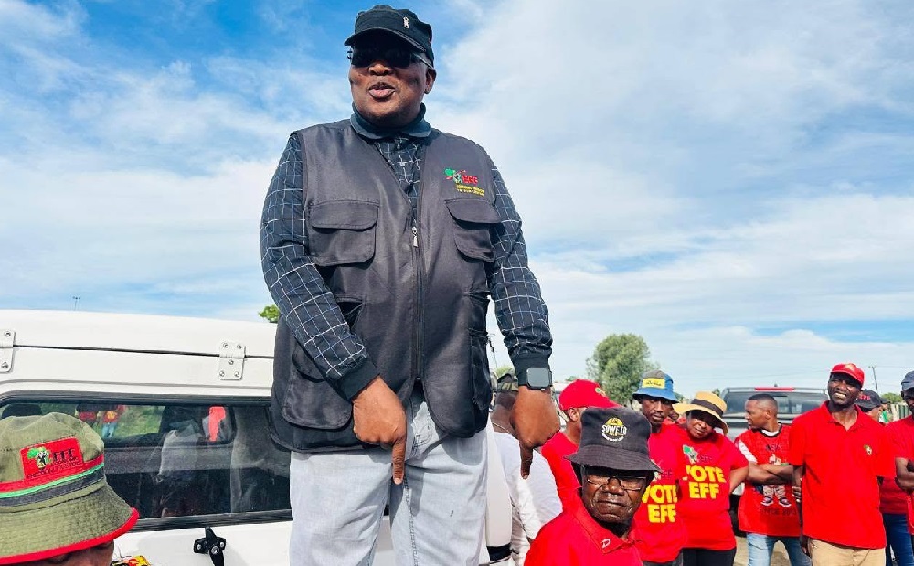 EFF Mangaung mayoral candidate Sam Matiase is seen at an election campaign ahead of local government elections in Bloemfontein, Free State on 22 October 2026.