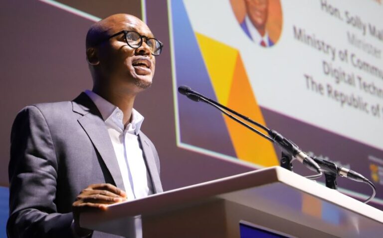 Communications and Digital Technologies minister, Solly Malatsi addresses the Africa Tech Fest on November 12 , 2024.