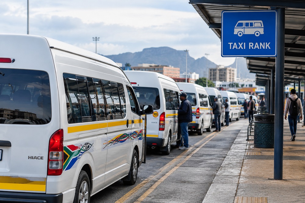 Taxi's lined up at a taxi rank.