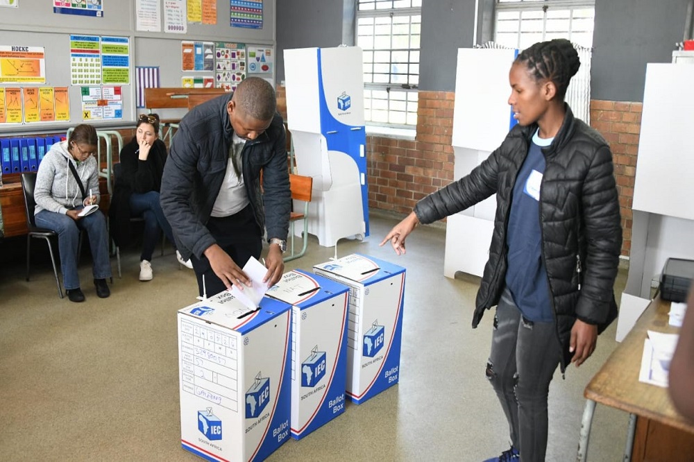 A man cast his vote in the 2026 National and Provincial Elections.